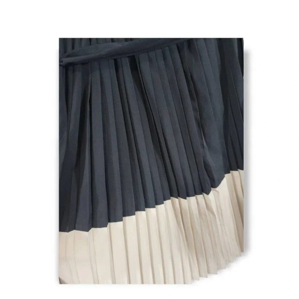 Calvin Klein Colorblock Pleated Knee Length‎ Dress 6 Work Wedding Guest Office